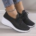 Women's Sneakers Height Increasing Shoes Outdoor Daily Solid Color Summer Wedge Heel Round Toe Sporty Casual Comfort Running Walking Tissage Volant Elastic Band Black White Apricot