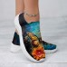 Women's Colorful Butterfly Watercolor Oil Painting Graphic Print Breathable High Elastic Fly Knit Sneakers