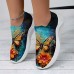 Women's Colorful Butterfly Watercolor Oil Painting Graphic Print Breathable High Elastic Fly Knit Sneakers