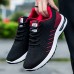 Men's Sneakers Flyknit Shoes Sporty Casual Outdoor Daily Tissage Volant Breathable Lace-up Black and White Black / Red Striped Summer Spring