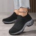 Women's Sneakers Plus Size Flyknit Shoes Outdoor Daily Color Block Summer Flat Heel Round Toe Sporty Casual Running Walking Tissage Volant Loafer Black And White Blue Grey Black gray