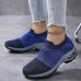 Women's Sneakers Plus Size Flyknit Shoes Outdoor Daily Color Block Summer Flat Heel Round Toe Sporty Casual Running Walking Tissage Volant Loafer Black And White Blue Grey Black gray