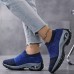 Women's Sneakers Plus Size Flyknit Shoes Outdoor Daily Color Block Summer Flat Heel Round Toe Sporty Casual Running Walking Tissage Volant Loafer Black And White Blue Grey Black gray