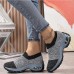 Women's Sneakers Plus Size Flyknit Shoes Outdoor Daily Color Block Summer Flat Heel Round Toe Sporty Casual Running Walking Tissage Volant Loafer Black And White Blue Grey Black gray