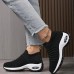 Women's Sneakers Plus Size Flyknit Shoes Outdoor Daily Color Block Summer Flat Heel Round Toe Sporty Casual Running Walking Tissage Volant Loafer Black And White Blue Grey Black gray