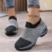 Women's Sneakers Plus Size Flyknit Shoes Outdoor Daily Color Block Summer Flat Heel Round Toe Sporty Casual Running Walking Tissage Volant Loafer Black And White Blue Grey Black gray