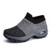 Women's Sneakers Plus Size Flyknit Shoes Outdoor Daily Color Block Summer Flat Heel Round Toe Sporty Casual Running Walking Tissage Volant Loafer Black And White Blue Grey Black gray