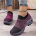 Women's Sneakers Plus Size Flyknit Shoes Outdoor Daily Color Block Summer Flat Heel Round Toe Sporty Casual Running Walking Tissage Volant Loafer Black And White Blue Grey Black gray