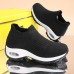 Women's Sneakers Plus Size Flyknit Shoes Outdoor Daily Color Block Summer Flat Heel Round Toe Sporty Casual Running Walking Tissage Volant Loafer Black And White Blue Grey Black gray