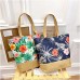 Women's Tote Shoulder Bag Canvas Tote Bag Canvas Outdoor Daily Holiday Zipper Flower Print Large Capacity Foldable Lightweight Geometric Flower Colorful feathers Autumn leaves Rainforest