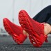 Men's Women Sneakers Plus Size Flyknit Shoes Walking Casual Daily Leather Comfortable Loafer Black White Red Spring Fall