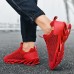 Men's Women Sneakers Plus Size Flyknit Shoes Walking Casual Daily Leather Comfortable Loafer Black White Red Spring Fall