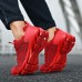 Men's Women Sneakers Plus Size Flyknit Shoes Walking Casual Daily Leather Comfortable Loafer Black White Red Spring Fall