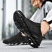 Men's Women Sneakers Plus Size Flyknit Shoes Walking Casual Daily Leather Comfortable Loafer Black White Red Spring Fall