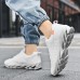 Men's Women Sneakers Plus Size Flyknit Shoes Walking Casual Daily Leather Comfortable Loafer Black White Red Spring Fall