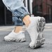 Men's Women Sneakers Plus Size Flyknit Shoes Walking Casual Daily Leather Comfortable Loafer Black White Red Spring Fall