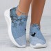 Women's Sneakers Slip-Ons Print Shoes Animal Print Plus Size Outdoor Daily Cat Letter Slogan Summer Winter Flat Heel Round Toe Closed Toe Fashion Casual Running Walking Tissage Volant Loafer Blue