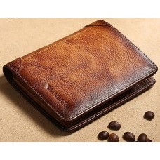 Men's Wallet Wallet Credit Card Holder Wallet Cowhide Shopping Daily Office & Career Vintage rubbing yellow-brown rubbing brown rubbing blue-gray