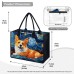 Women's Handbag Tote Boston Bag Polyester Shopping Daily Travel Print Large Capacity Foldable Lightweight Dog Royal Blue Blue Dark Blue