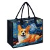 Women's Handbag Tote Boston Bag Polyester Shopping Daily Travel Print Large Capacity Foldable Lightweight Dog Royal Blue Blue Dark Blue