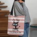 Women's Tote Shoulder Bag Canvas Tote Bag Polyester Shopping Daily Holiday Print Large Capacity Foldable Lightweight Cat Letter Pink Blue Grey