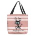 Women's Tote Shoulder Bag Canvas Tote Bag Polyester Shopping Daily Holiday Print Large Capacity Foldable Lightweight Cat Letter Pink Blue Grey