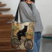 Women's Tote Shoulder Bag Canvas Tote Bag Oxford Cloth Shopping Holiday Print Large Capacity Foldable Lightweight Cat 3D Rainbow