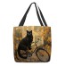 Women's Tote Shoulder Bag Canvas Tote Bag Oxford Cloth Shopping Holiday Print Large Capacity Foldable Lightweight Cat 3D Rainbow