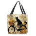 Women's Tote Shoulder Bag Canvas Tote Bag Oxford Cloth Shopping Holiday Print Large Capacity Foldable Lightweight Cat 3D Rainbow