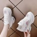 Women's Sneakers Flyknit Shoes Daily Indoor Solid Color Floral Summer Sequin Embroidery Hidden Heel Round Toe Fashion Sporty Casual Elastic Fabric Lace-up White