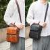 Men's Crossbody Bag Shoulder Bag Satchel Leather Outdoor Daily Holiday Zipper Large Capacity Waterproof Lightweight Solid Color Black Brown Dark Coffee