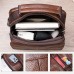 Men's Crossbody Bag Shoulder Bag Satchel Leather Outdoor Daily Holiday Zipper Large Capacity Waterproof Lightweight Solid Color Black Brown Dark Coffee