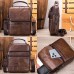 Men's Crossbody Bag Shoulder Bag Satchel Leather Outdoor Daily Holiday Zipper Large Capacity Waterproof Lightweight Solid Color Black Brown Dark Coffee