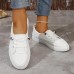 Women's Sneakers White Shoes Outdoor Daily Summer Flat Heel Round Toe Fashion Sporty Casual Walking Canvas Lace-up White