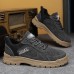 Men's Casual Shoes Retro Walking Casual Daily Leather Comfortable Booties / Ankle Boots Loafer Black Khaki Gray Spring Fall