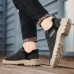 Men's Casual Shoes Retro Walking Casual Daily Leather Comfortable Booties / Ankle Boots Loafer Black Khaki Gray Spring Fall