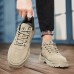 Men's Casual Shoes Retro Walking Casual Daily Leather Comfortable Booties / Ankle Boots Loafer Black Khaki Gray Spring Fall