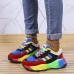 Women's Sneakers Plus Size Fantasy Shoes Platform Sneakers Outdoor Daily Color Block Flat Heel Round Toe Sporty Casual Preppy Running Suede Lace-up Black / Red Green