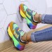 Women's Sneakers Plus Size Fantasy Shoes Platform Sneakers Outdoor Daily Color Block Flat Heel Round Toe Sporty Casual Preppy Running Suede Lace-up Black / Red Green