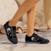 Women's Sneakers Print Shoes Animal Print Canvas Shoes Daily Dog 3D Flat Heel Fashion Classic Casual Canvas Lace-up Bright Black