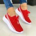 Women's Sneakers Plus Size Flyknit Shoes White Shoes Daily Solid Colored Summer Lace-up Flat Heel Round Toe Casual Running Tennis Shoes Tissage Volant Lace-up White Red Blue