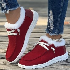 Women's Sneakers Boots Snow Boots Plus Size Slip-on Sneakers Outdoor Christmas Daily Geometric Color Block Fleece Lined Booties Ankle Boots Winter Flat Heel Round Toe Vintage Fashion Casual Running