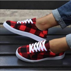 Women's Sneakers Plus Size Canvas Shoes Outdoor Leopard Flat Heel Round Toe Fashion Sporty Comfort Canvas Lace-up Leopard White Red