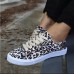 Women's Sneakers Plus Size Canvas Shoes Outdoor Leopard Flat Heel Round Toe Fashion Sporty Comfort Canvas Lace-up Leopard White Red