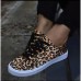 Women's Sneakers Plus Size Canvas Shoes Outdoor Leopard Flat Heel Round Toe Fashion Sporty Comfort Canvas Lace-up Leopard White Red