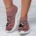 Women's Sneakers Slip-Ons Print Shoes Animal Print Plus Size Outdoor Daily Cat Letter Slogan Summer Winter Flat Heel Round Toe Closed Toe Fashion Casual Tissage Volant Loafer Light Pink Yellow Pink