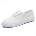 Women's Sneakers Plus Size Canvas Shoes White Shoes Outdoor Office Work Solid Colored Summer Spring Fall Lace-up Flat Heel Round Toe Basic Classic Casual Walking Canvas Lace-up Black White