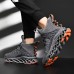 Men's Sneakers Running Shoes Blade Type Patchwork Flyknit Cushioning Breathable Lightweight Soft Running Walking Round Toe Rubber Knit Summer Spring Black Red Grey