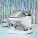 Women's Sneakers Bling Bling Shoes Pink Shoes Plus Size Outdoor Color Block 3D Summer Winter Rhinestone Flat Heel Round Toe Closed Toe Fashion Sporty Casual PU Lace-up Silver Black Pink