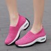 Women's Sneakers Plus Size Flyknit Shoes Slip-on Sneakers Daily Solid Color Summer Wedge Heel Round Toe Casual Minimalism Running Walking Tissage Volant Loafer Black Light Pink Blue